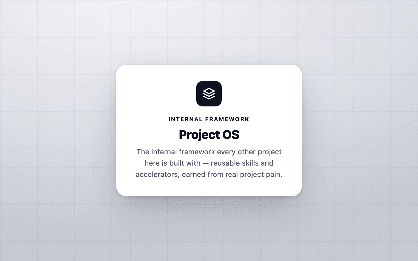 Project OS — the internal framework every other project is built with